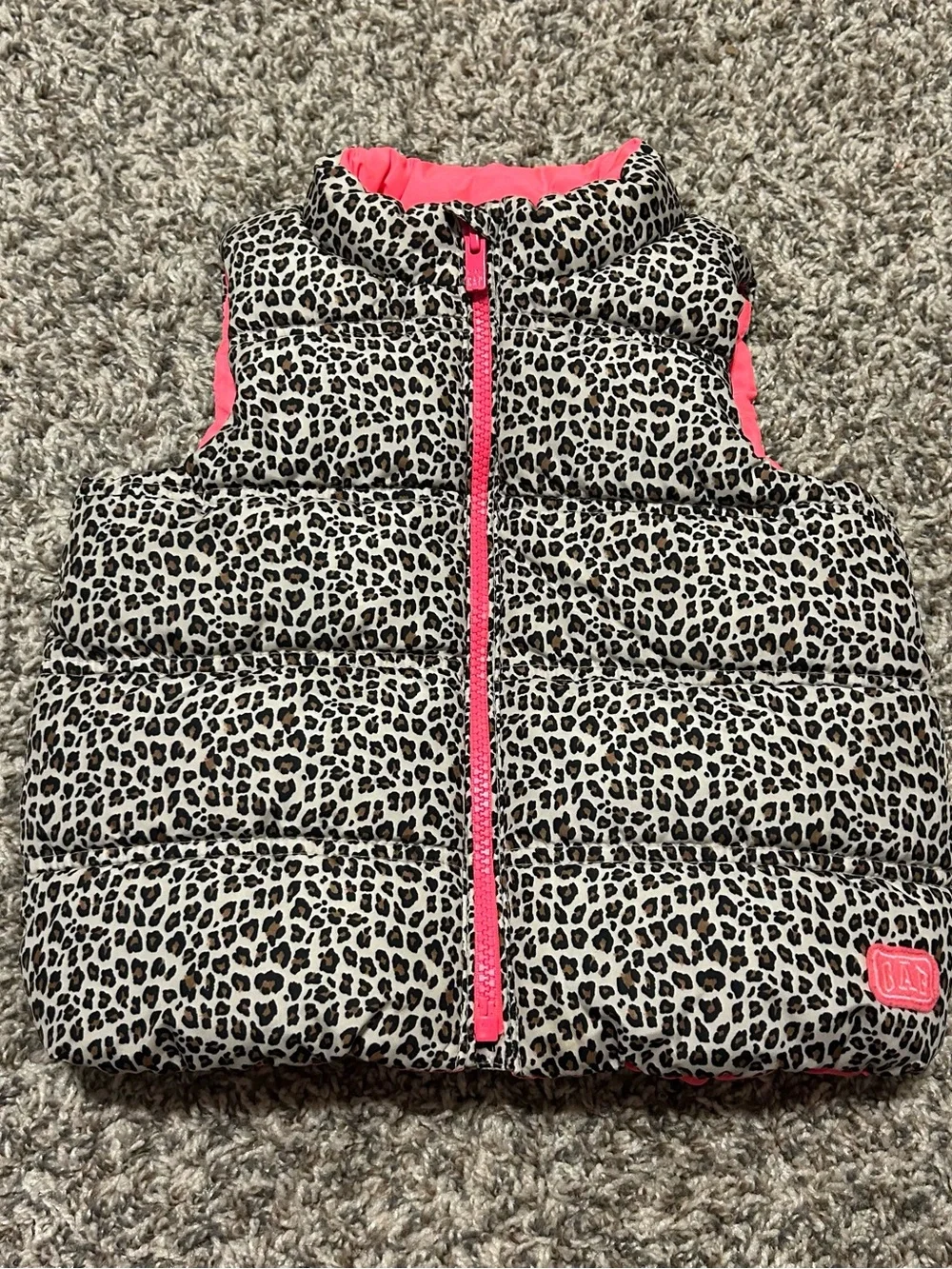 GAP Baby Leopard Print Vest with Neon Pink Trim